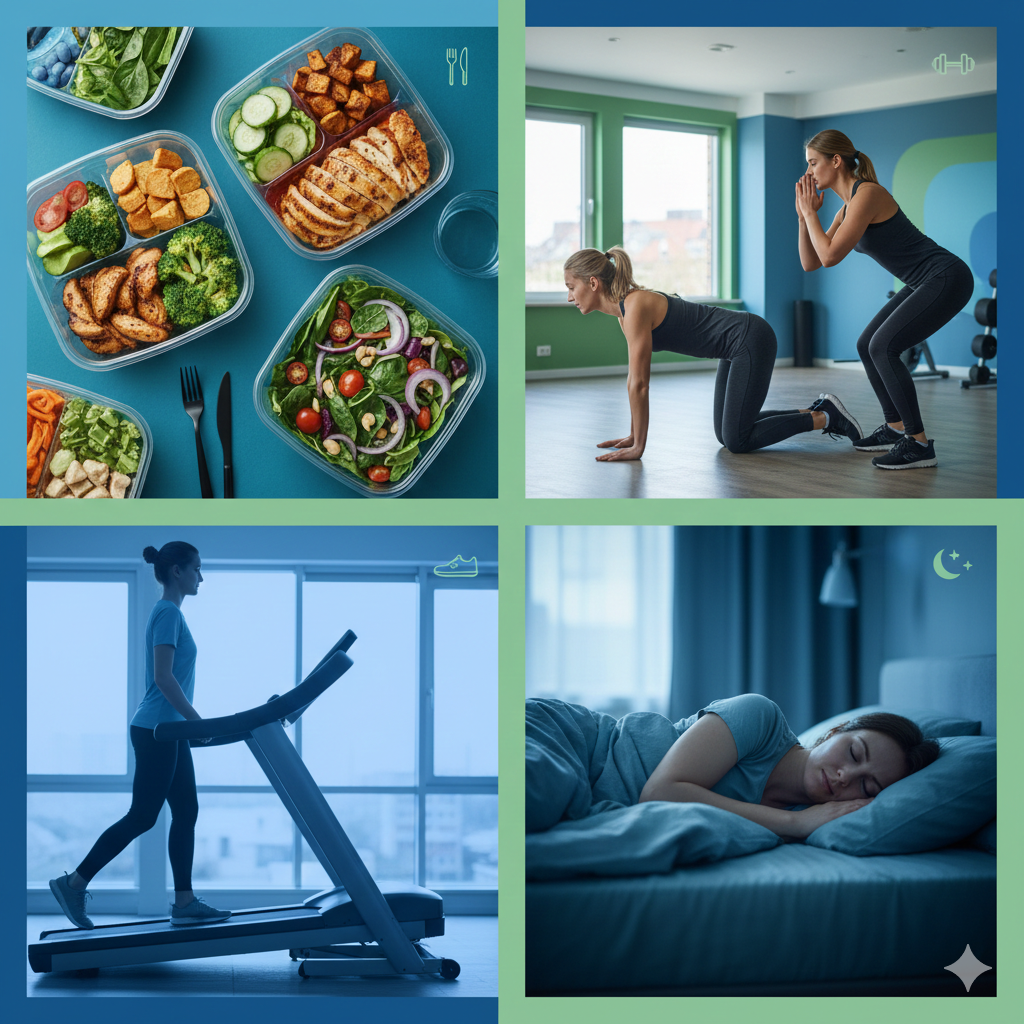 Combinaison de la marche avec alimentation équilibrée, musculation et sommeil pour perdre du poids plus rapidement