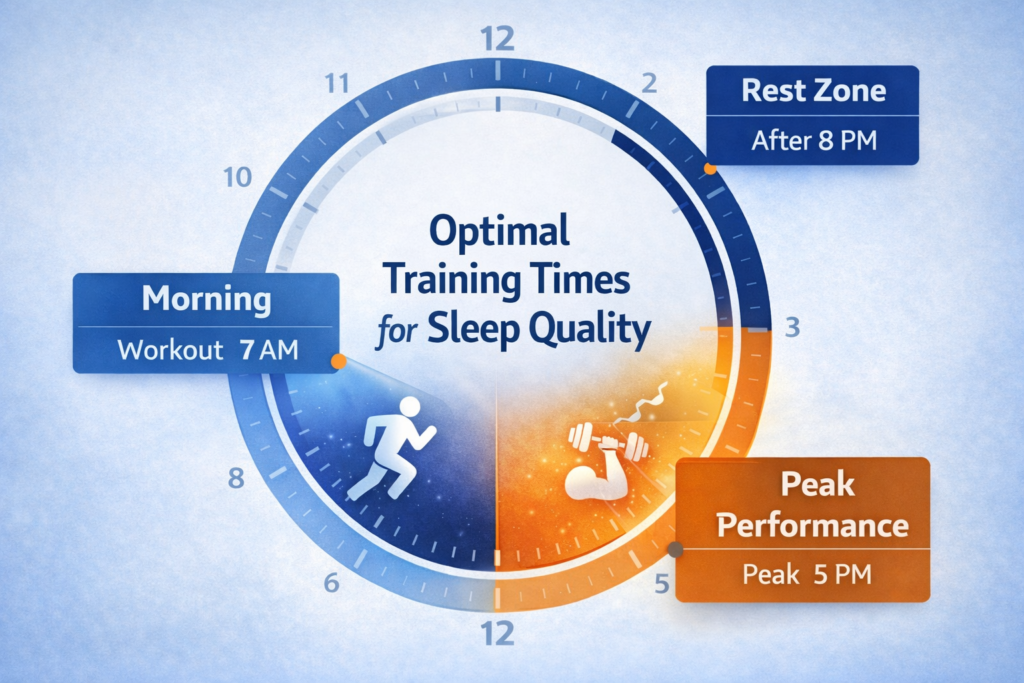 Infographie des meilleurs horaires d'entraînement pour préserver la qualité du sommeil