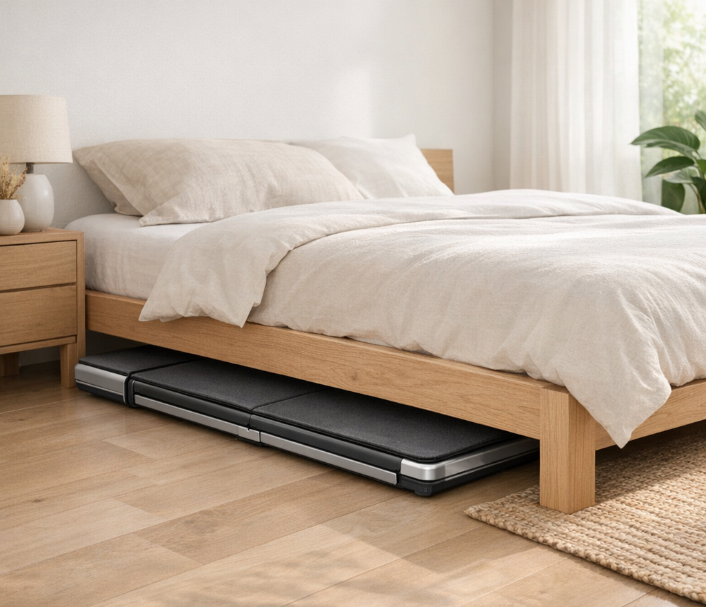 Walking pad plié rangement compact sous lit appartement