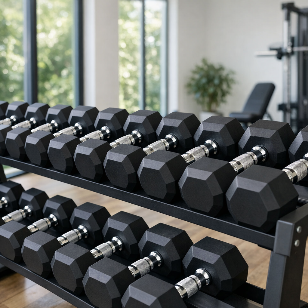 Les 3 types d'haltères en caoutchouc 2026 comparatif home gym